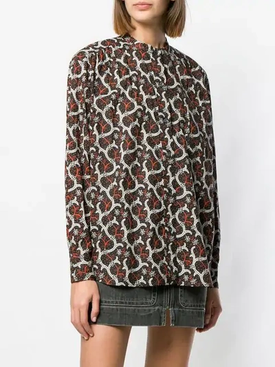 Shop Isabel Marant Étoile Floral Embroidered Blouse In Brown