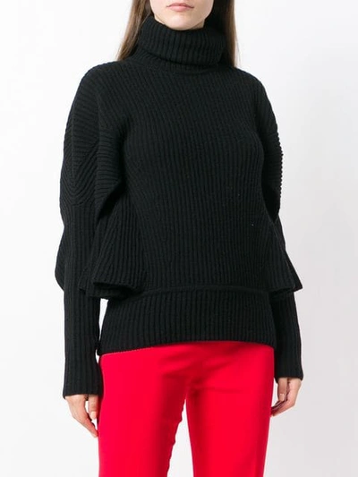Shop Antonio Berardi Ruffle Sleeve Sweater In Black