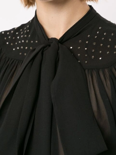 Shop N°21 Sheer Effect Pussy Bow Blouse In Black
