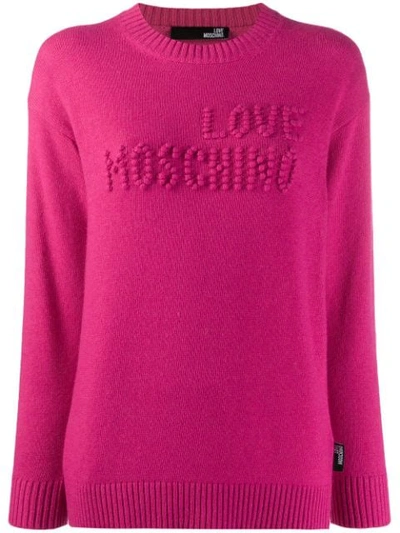 Shop Love Moschino Logo Stitched Jumper In Pink