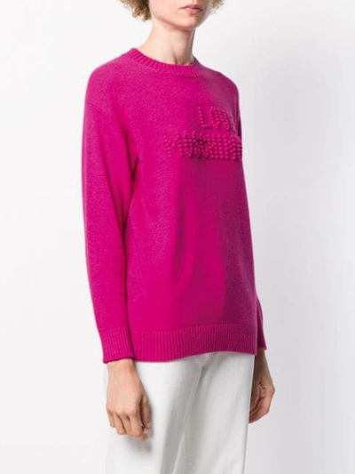 Shop Love Moschino Logo Stitched Jumper In Pink