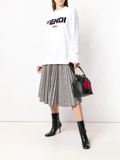 Shop Fendi Embroidered Logo Sweatshirt In White