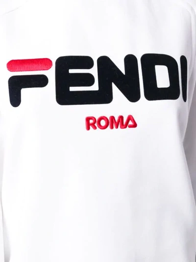 Shop Fendi Embroidered Logo Sweatshirt In White