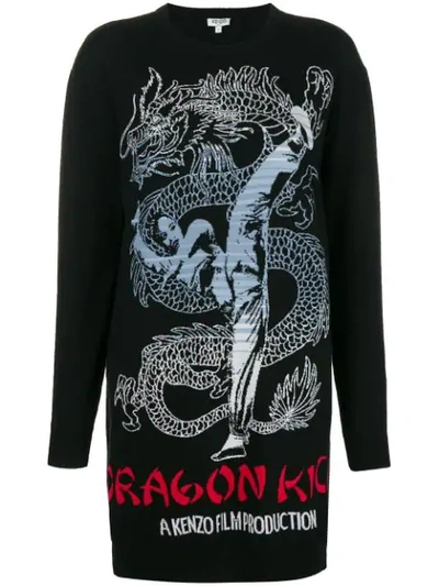 Shop Kenzo Dragon Sweatshirt Dress In Black