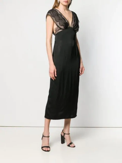 Shop Victoria Victoria Beckham Lace Panel Dress In Black