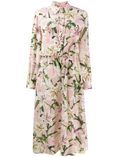 Shop Dolce & Gabbana Lily Print Jumpsuit In Pink