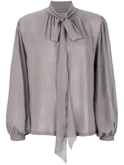 Shop Alberta Ferretti Neck Bow Blouse In Grey