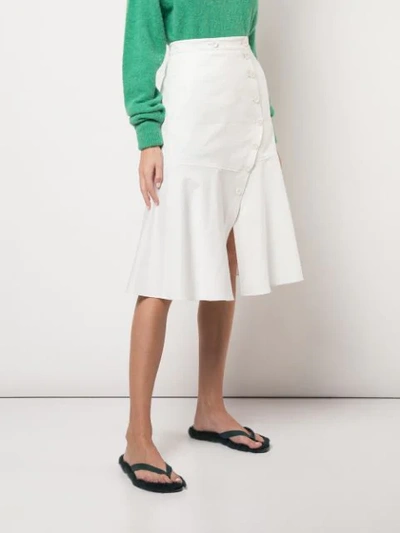 Shop Tibi Dominic Twill Skirt In White