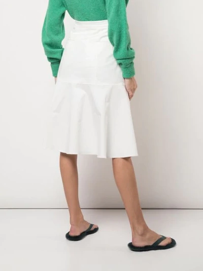 Shop Tibi Dominic Twill Skirt In White