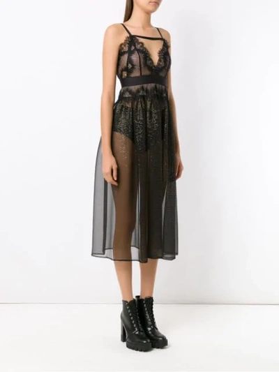 Shop À La Garçonne Silk Midi Dress In Black