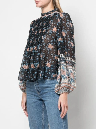 Shop Ulla Johnson Cass Floral Print Blouse In Blue