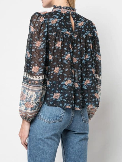 Shop Ulla Johnson Cass Floral Print Blouse In Blue