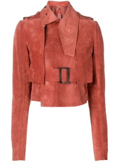 Shop Rick Owens Cropped-bikerjacke In Orange