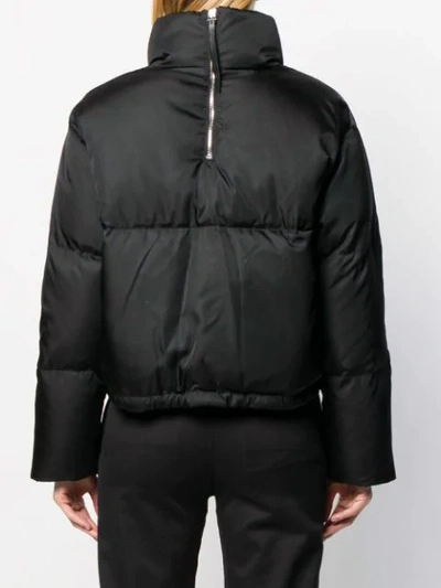 Shop Prada Cropped Puffer Jacket In Black