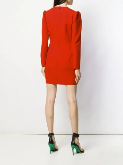 Shop Msgm Wrap Mini Dress In Red