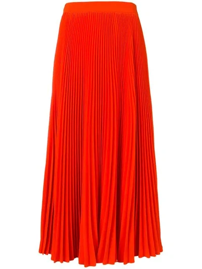 Shop Msgm Long Pleated Skirt In Pink