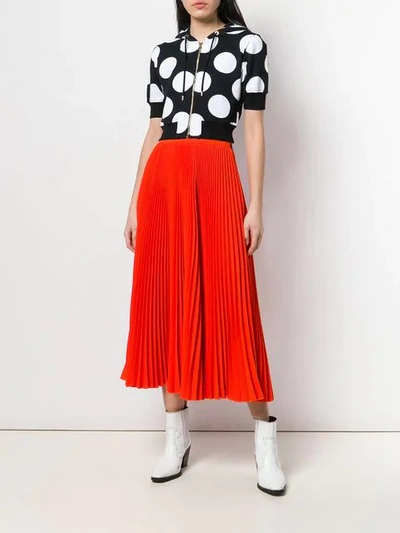 Shop Msgm Long Pleated Skirt In Pink