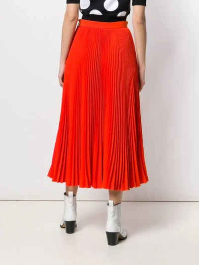Shop Msgm Long Pleated Skirt In Pink