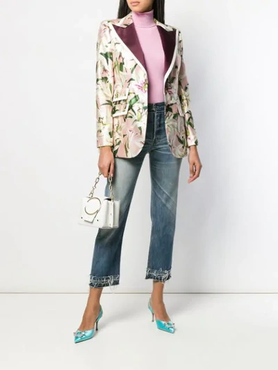 Shop Dolce & Gabbana Lily-print Single-breasted Blazer In Pink