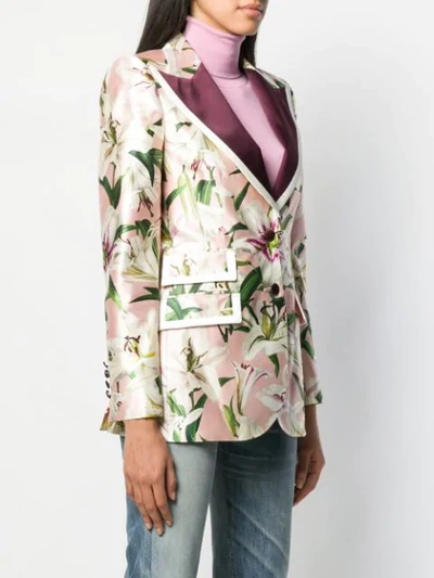 Shop Dolce & Gabbana Lily-print Single-breasted Blazer In Pink