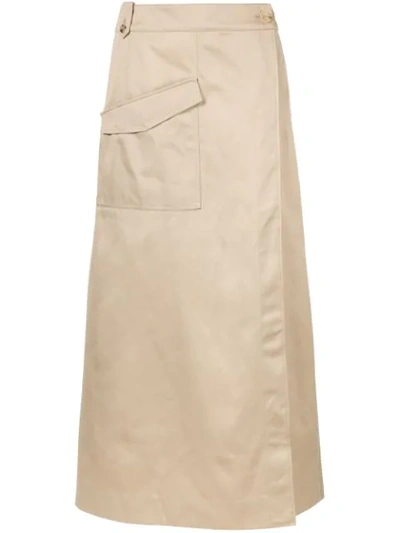 Shop Nehera Wrap Front Long Skirt In Neutrals