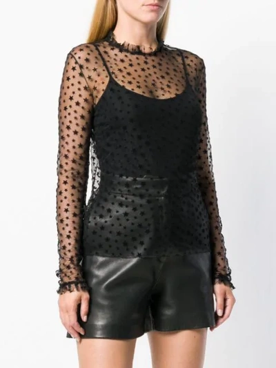 Shop Redemption Transparent Star Print Blouse In Black