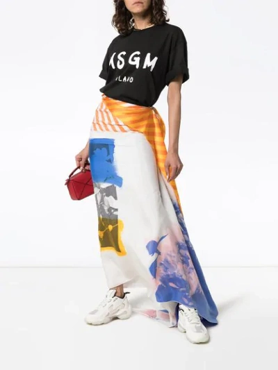 Shop Msgm Logo Print Oversized Cotton T-shirt In Black