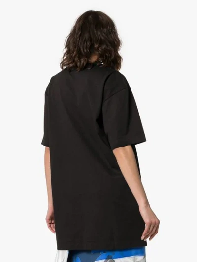 Shop Msgm Logo Print Oversized Cotton T-shirt In Black