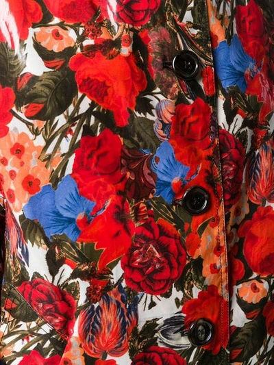 Shop Marni Coated Floral Print Coat In Red