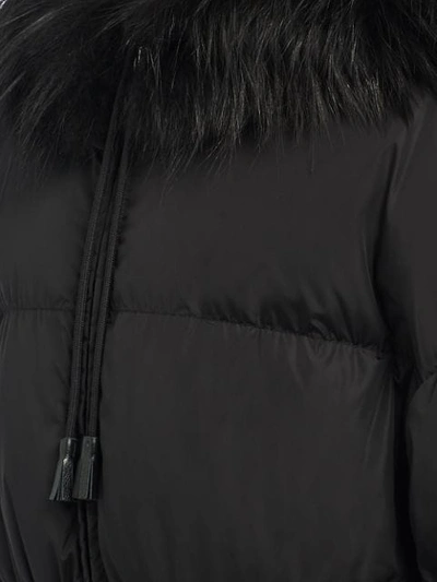 Shop Prada Feather Nylon Puffer Jacket With Fur In Black