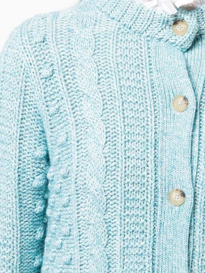 Shop Alexa Chung Cable Knit Cardigan In Bluewht