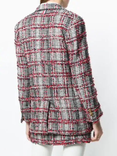 Shop Thom Browne Checked Tweed Jacket In Red