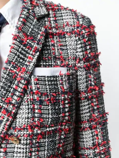 Shop Thom Browne Checked Tweed Jacket In Red