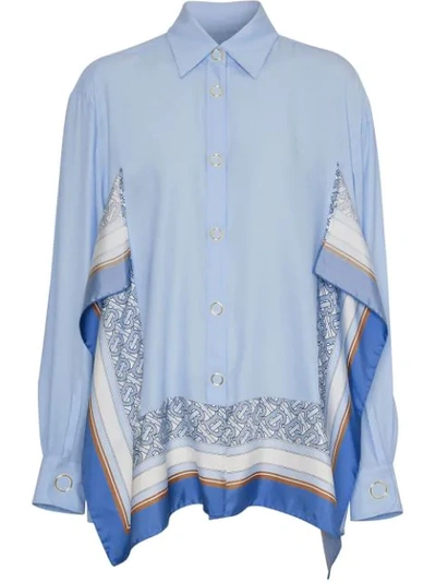 Shop Burberry Print-trim Shirt In Blue