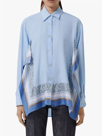 Shop Burberry Print-trim Shirt In Blue