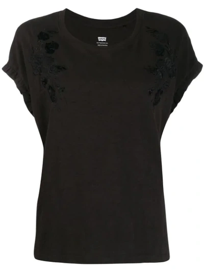 Shop Levi's T-shirt Mit Blumenstickerei In 0001 Black