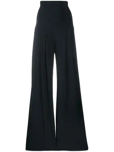 Shop Norma Kamali High Rise Flared Trousers In Blue