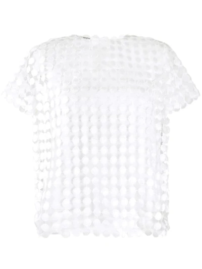 Shop Jourden Dot Embroidered Blouse - White