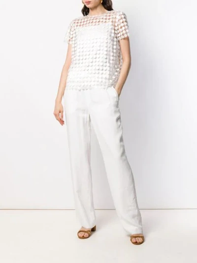 Shop Jourden Dot Embroidered Blouse - White