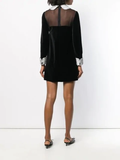 Shop Tom Ford Embellished Trim Velvet Shift Dress In Black