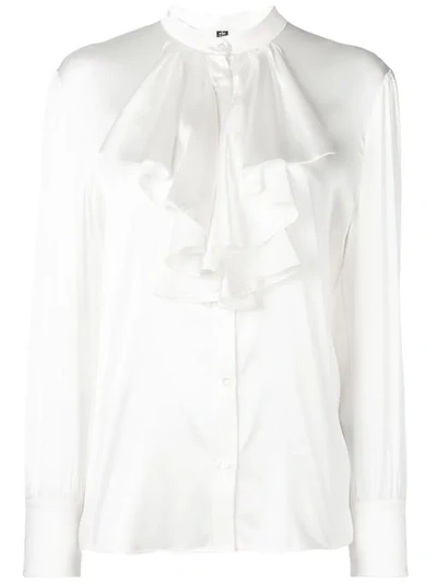 Shop Eleventy Ruffle Bib Shirt In White