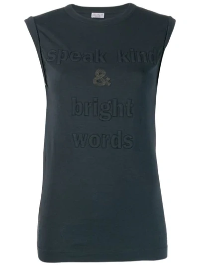 Shop Brunello Cucinelli Speak Kind Tank Top In Blue