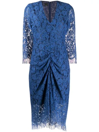 Shop Pinko Lace Midi Dress In Blue