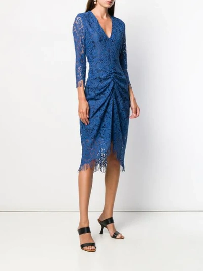 Shop Pinko Lace Midi Dress In Blue