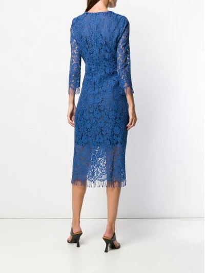 Shop Pinko Lace Midi Dress In Blue