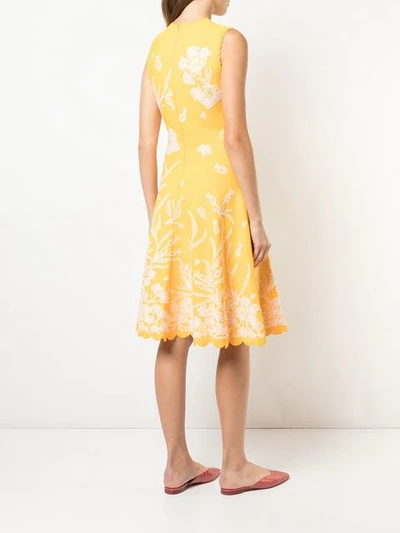 CAROLINA HERRERA 花卉刺绣连衣裙 - 黄色