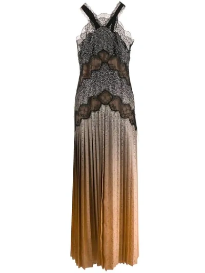 Shop Fendi Halterneck Pleated Dress In Neutrals