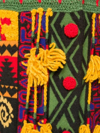 Etro Notched-collar Button-front Mixed-embroidered Long Coat W/ Fringe In 8000 Multicolor