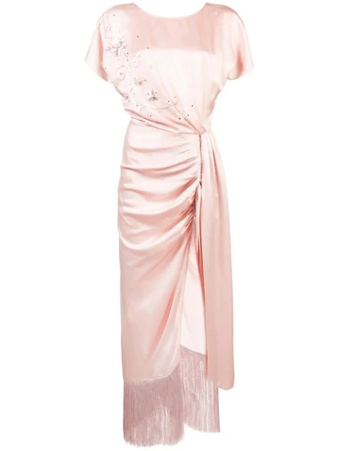 Magda Butrym Draped Rhinestone Pattern Dress In Pink Modesens