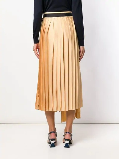 Shop Victoria Victoria Beckham Pleated Midi Skirt In Yellow